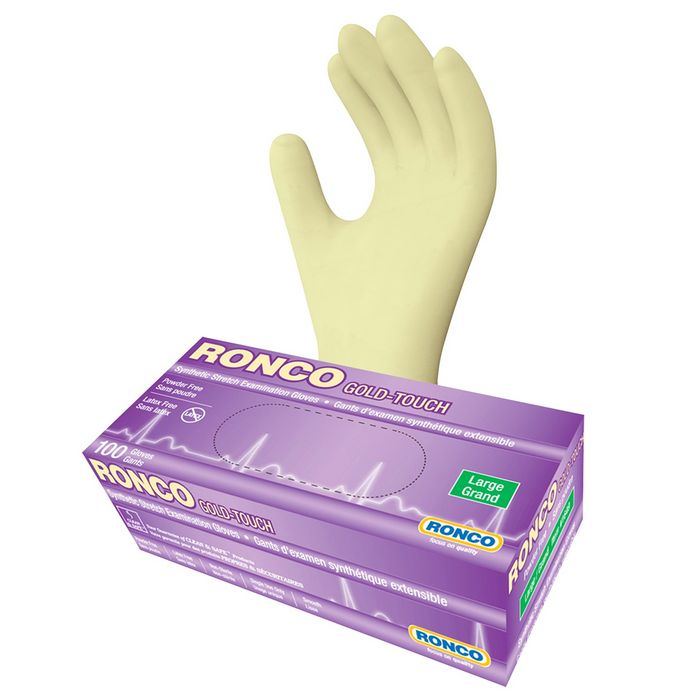Ronco Gold Touch Vinyl Exam. Gloves PF Large 100x10/cs