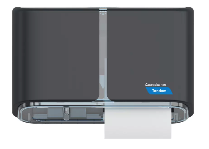 Cascades PRO Tandem® Side-by-Side High Capacity Toilet Paper Dispenser Dark Gray