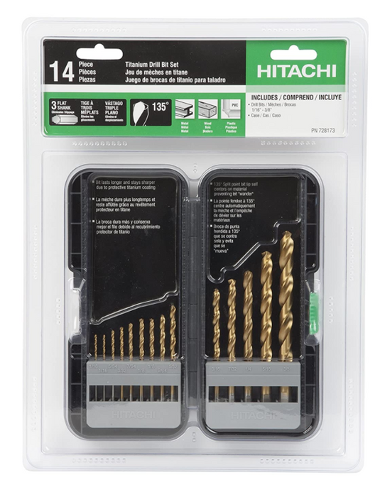Hitachi 14 piece Titanium HSS Drill Bit Set