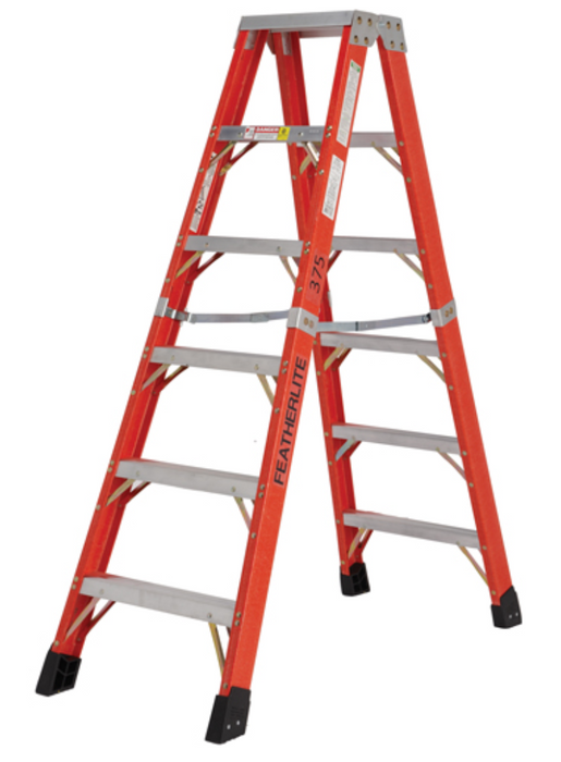 Prof. Featherlite Industrial Extra Heavy Duty 2 way Fiberglass Ladder 12ft 375lbs