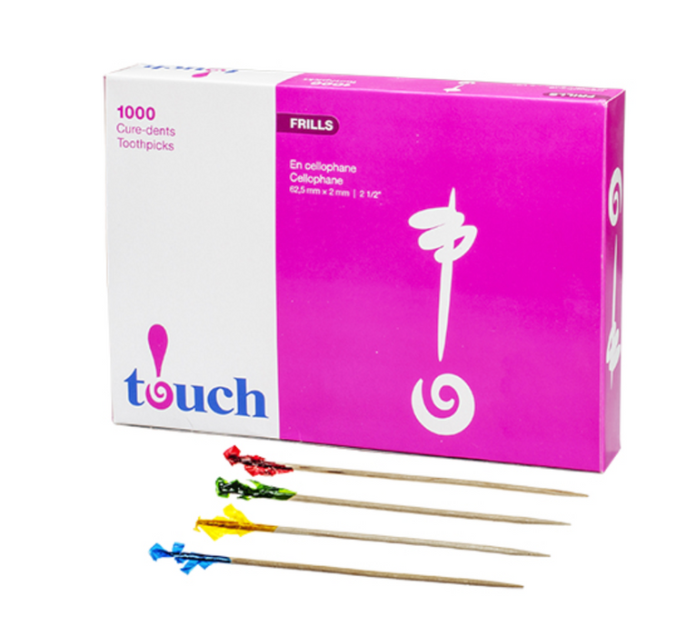 2.5" Touch Frilled Wood Toothpicks 1M/box 10 boxes/cs