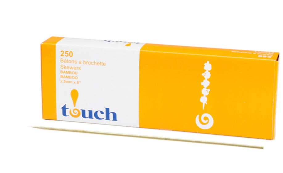 8" Touch Bamboo Skewers 100x100/cs
