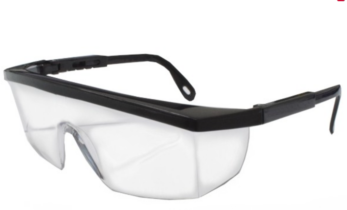 Safety Glasses Black Frame Clear Adjustable