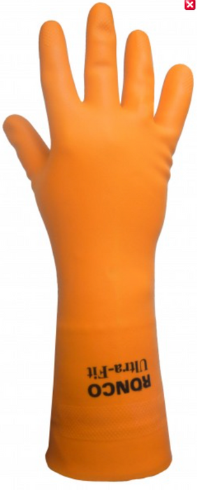 Ultra Fit HD Orange Rubber Gloves Flocklined L 33mil