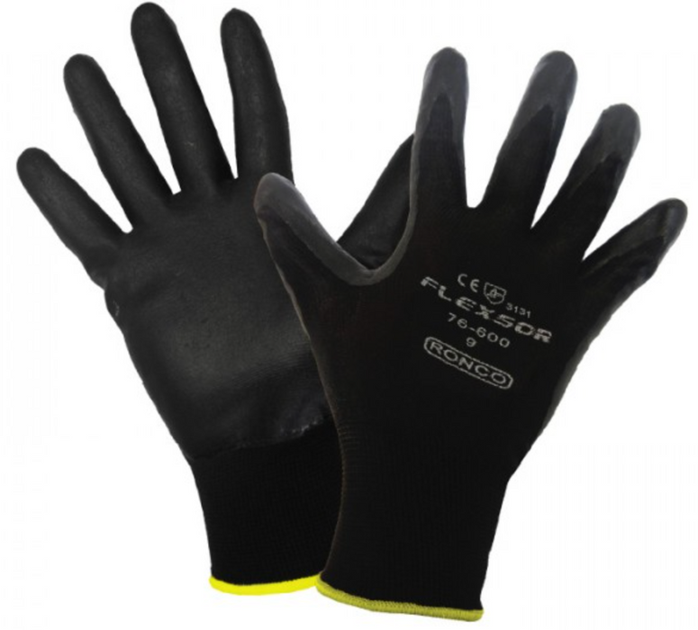 Flexsor Foam Nitrile Nylon Black Glove Large