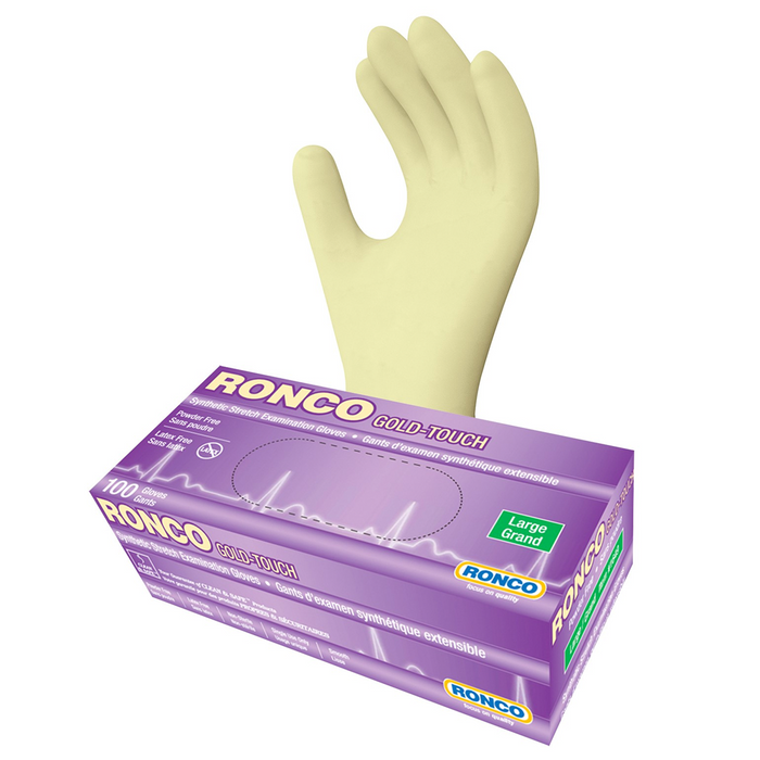 Ronco Gold Touch Vinyl Exam. Gloves PF XL 100x10/cs